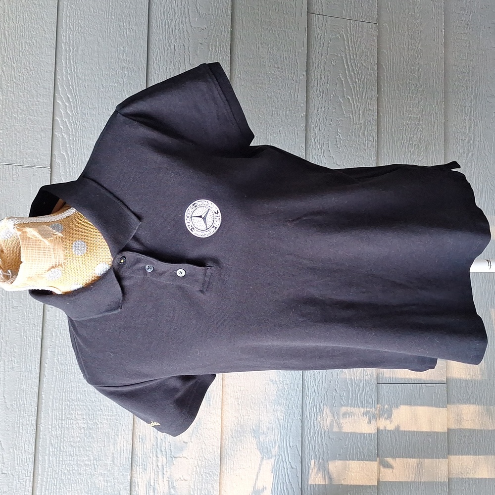Mercedes Benz Swarovski Logo Polo Tee Black Womens Size Large